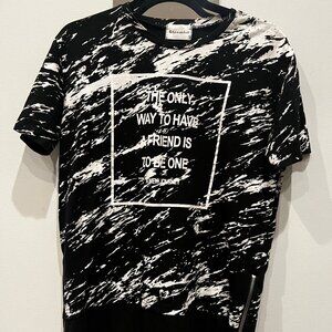 vintage japanese black/white splatter shirt with zipper detail